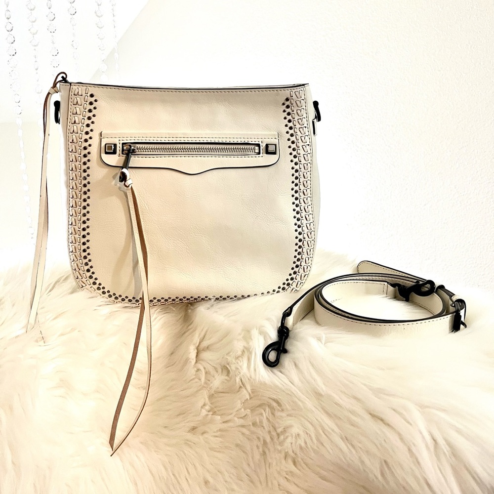 EUC Rebecca Minkoff Off-White Authentic Braided Leather Crossbody Studded Bag
